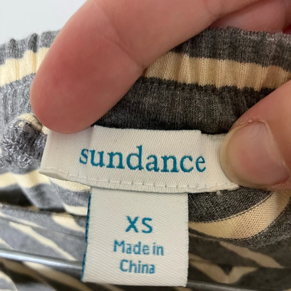 Sundance Pull on Midi Skirt Sz XS stripes Aline Preppy Summer‎ Gray